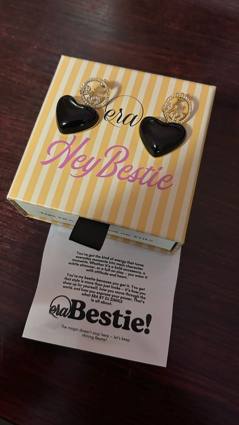 Customer photo review of Black Era Adore Gold Earrings