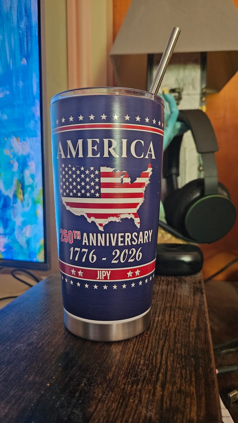 Customer photo review of Personalized Family Name America 250th Anniversary Tumbler