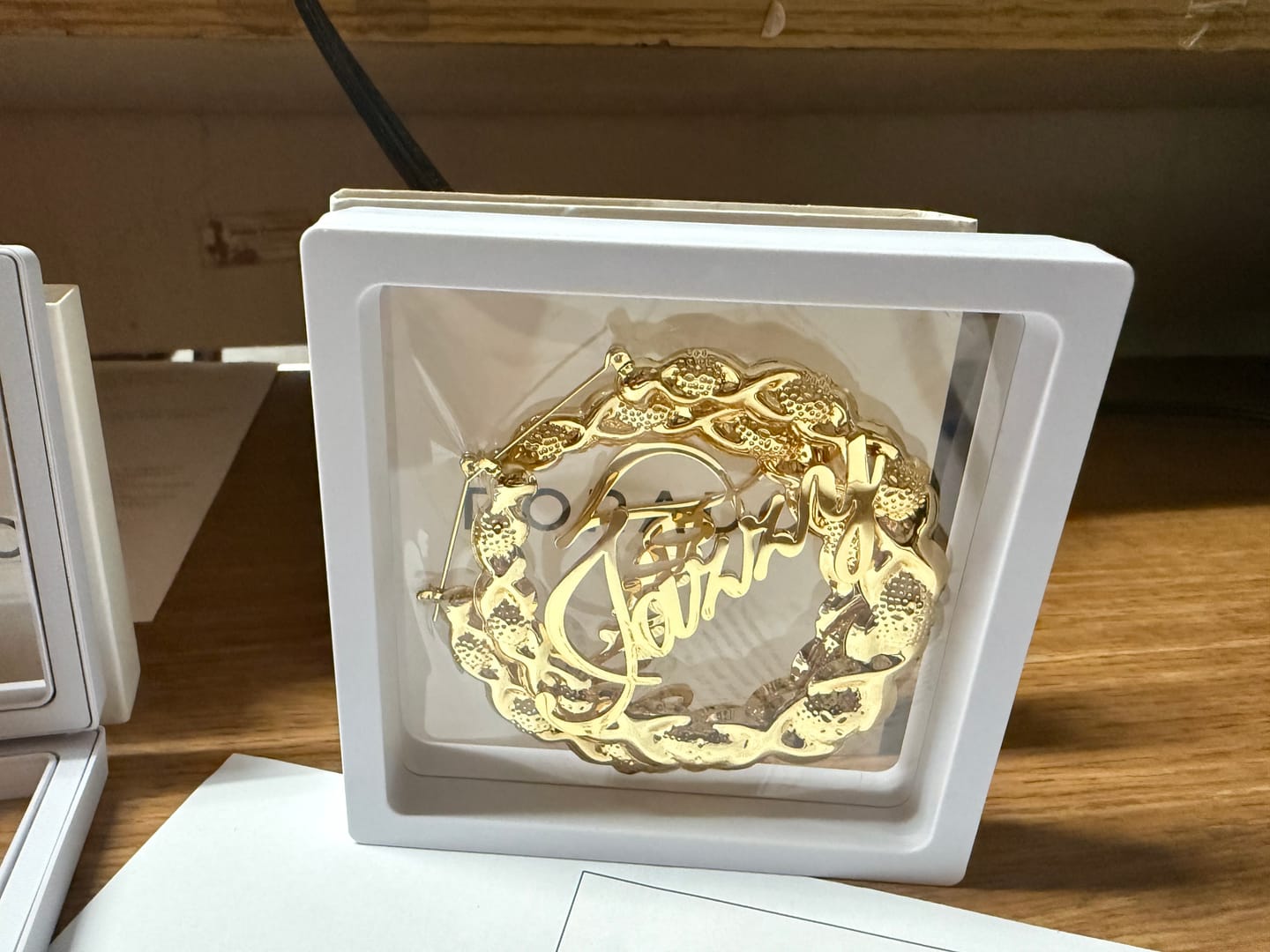 Customer photo review of XOXO Name Hoop Earrings