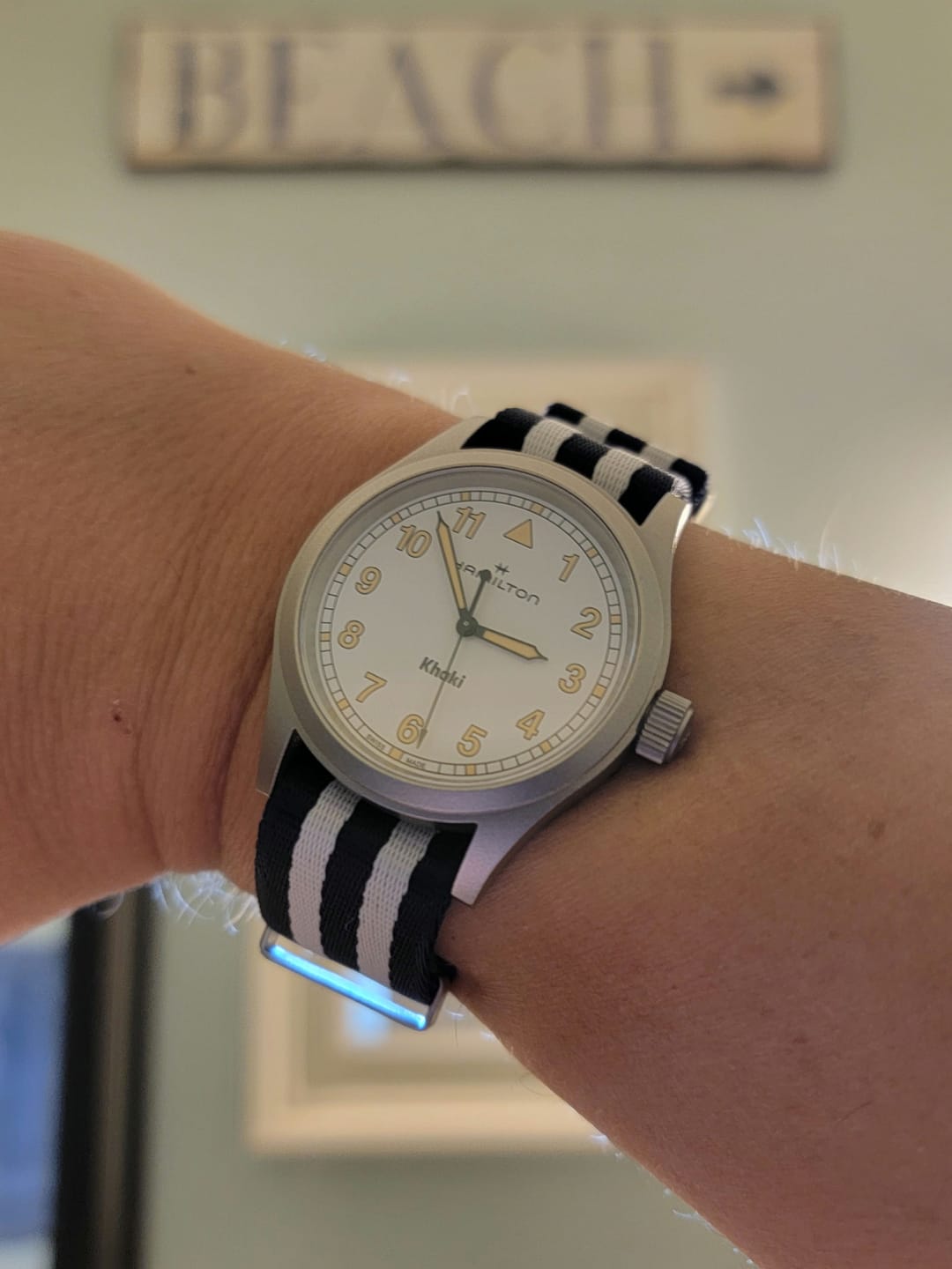 Customer photo review of Regatta Navy Blue & White Premium Nylon Watch Strap