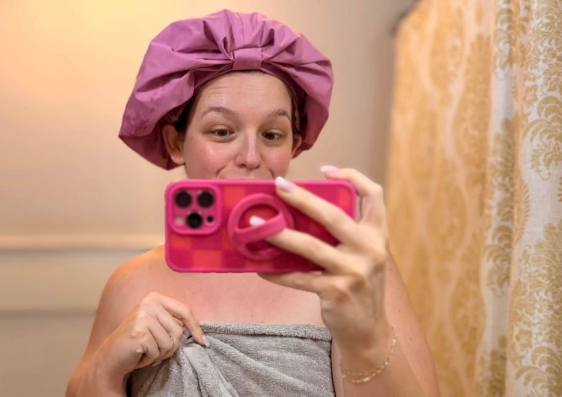 Customer photo review of XL Silk Shower Cap