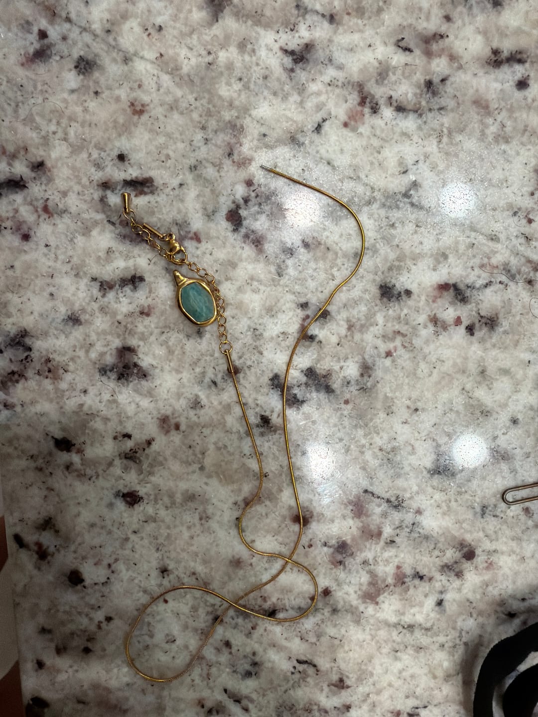 Customer photo review of Gold Aquamarine Pendant Necklace