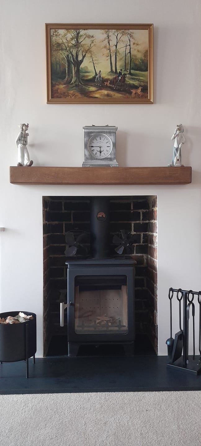 Customer photo review of Rustic Oak Fireplace Beam – 10×10 Mantel Beam