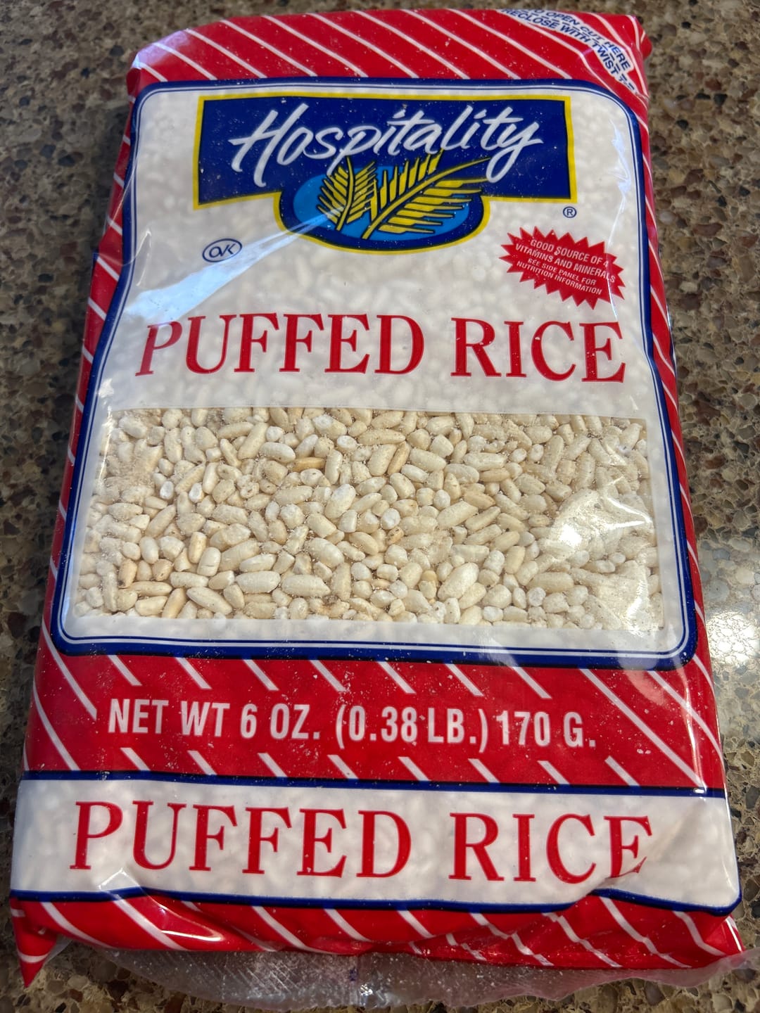 Customer photo review of Hospitality Puffed Rice Cereal - 6 OZ 12 Pack