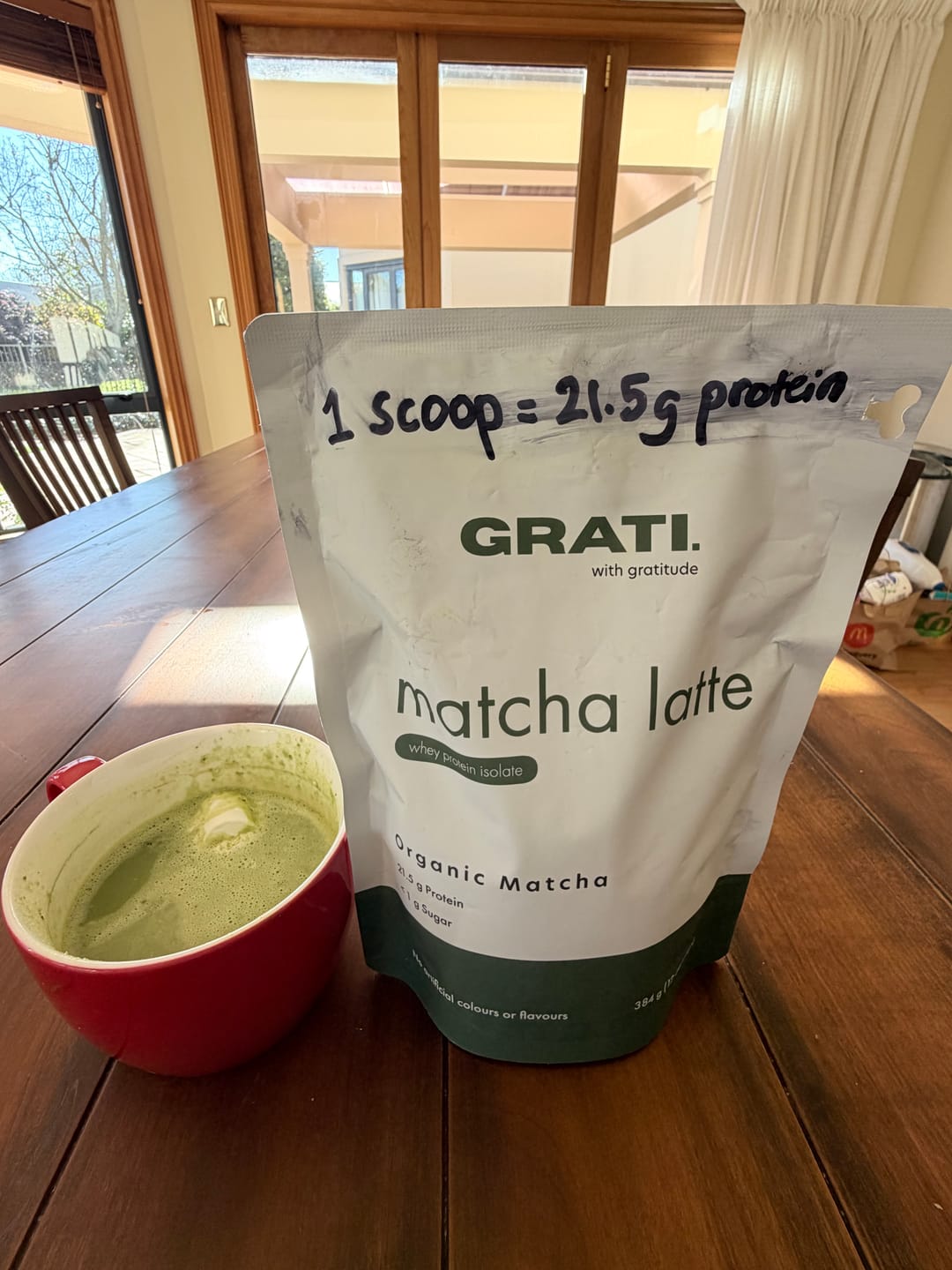 Customer photo review of GRATI. Protein Matcha Latte