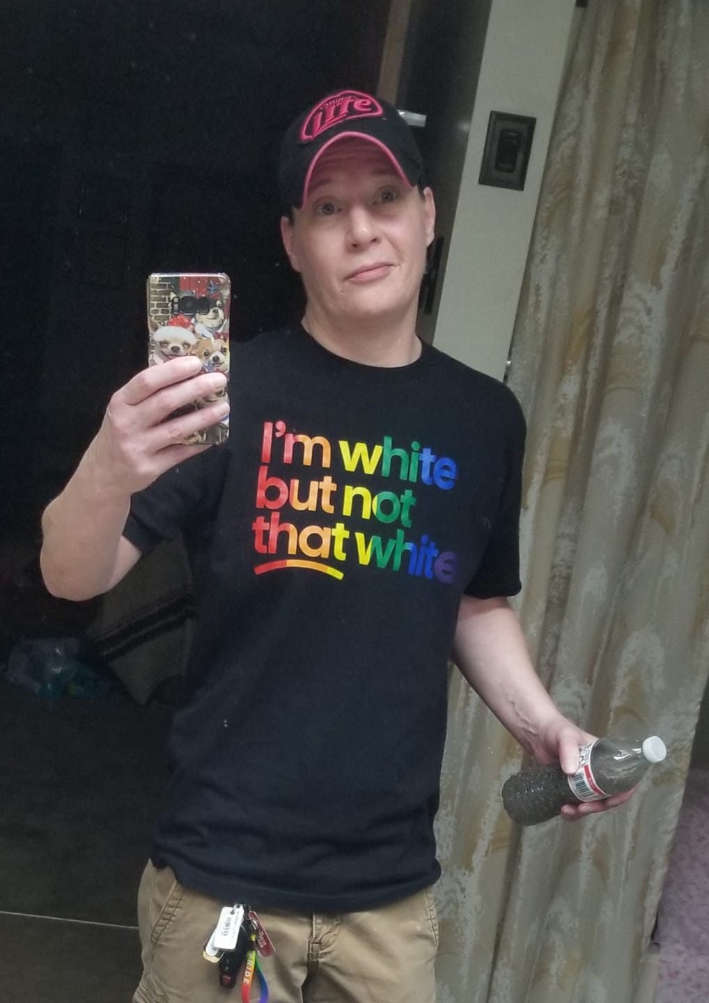 Customer photo review of I'm White But Not That White Unisex Tee (RAINBOW)