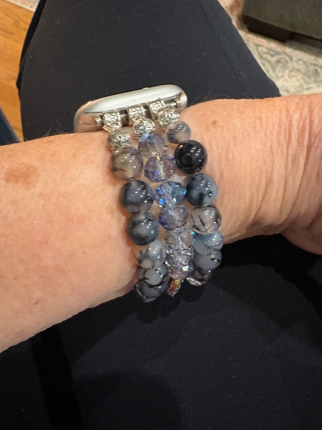 Customer photo review of Labradorite Crystal Stretch Apple Watch Strap