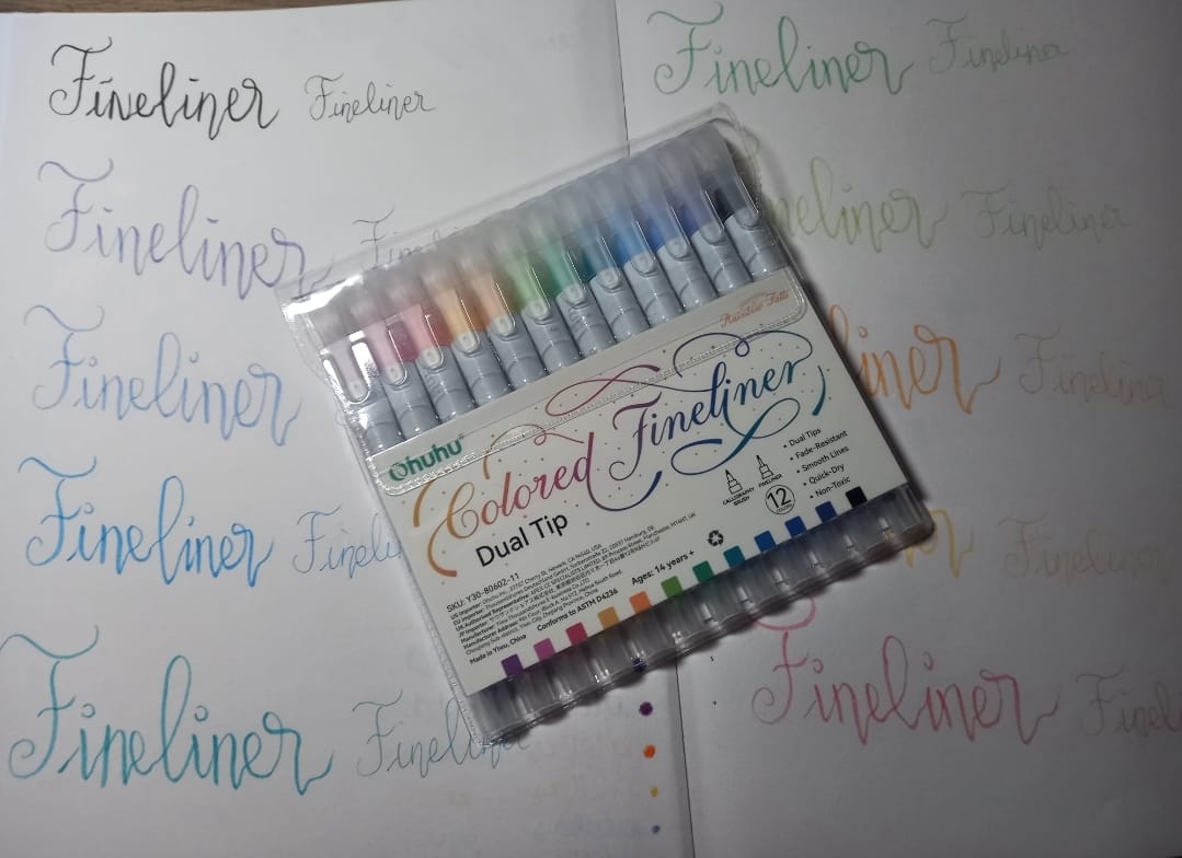 Customer photo review of Ohuhu Colored Fineliner & Brush Pens, 12 Colors