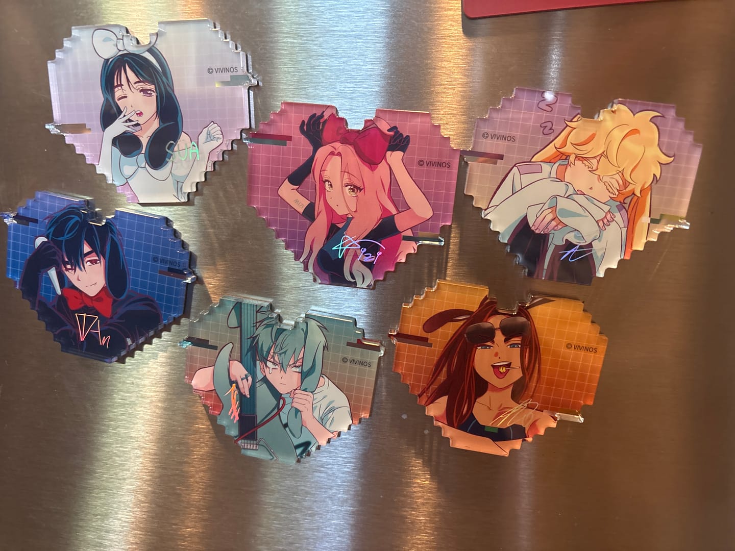 Customer photo review of Alien Stage Rabbit Series Pixel Heart Acrylic Refrigerator Sticker Blind Box