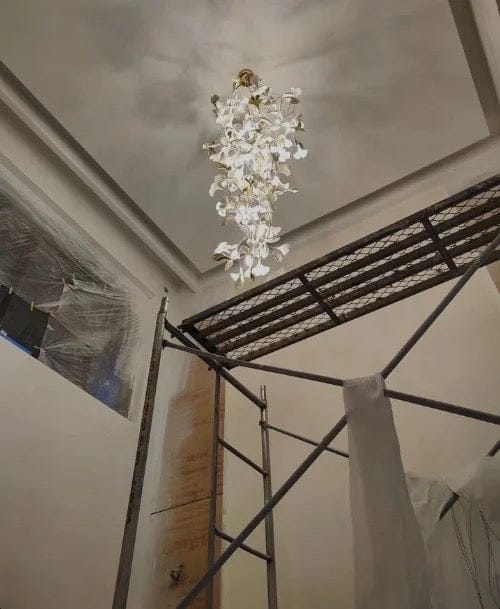 Customer photo review of Żyrandol liście miłorzębu Ginkgo – luksusowa lampa wisząca do klatki schodowej i salonu | FOGLIA
