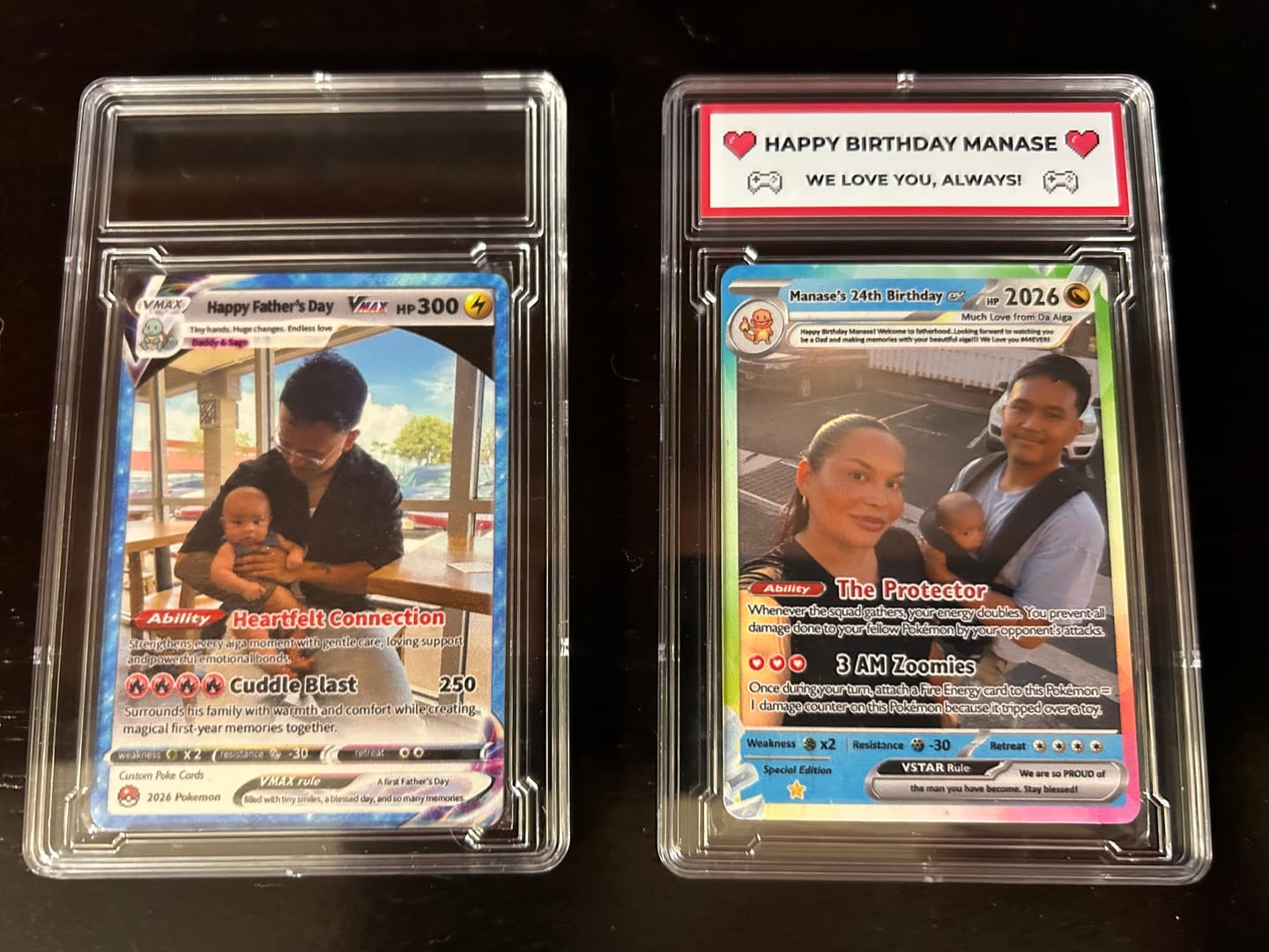 Customer photo review of First Father’s Day Custom Pokémon Card - Comic Anime Style Personalized Pokémon Card for New Dads - Perfect Gift for First-Time Dads- CPC-127