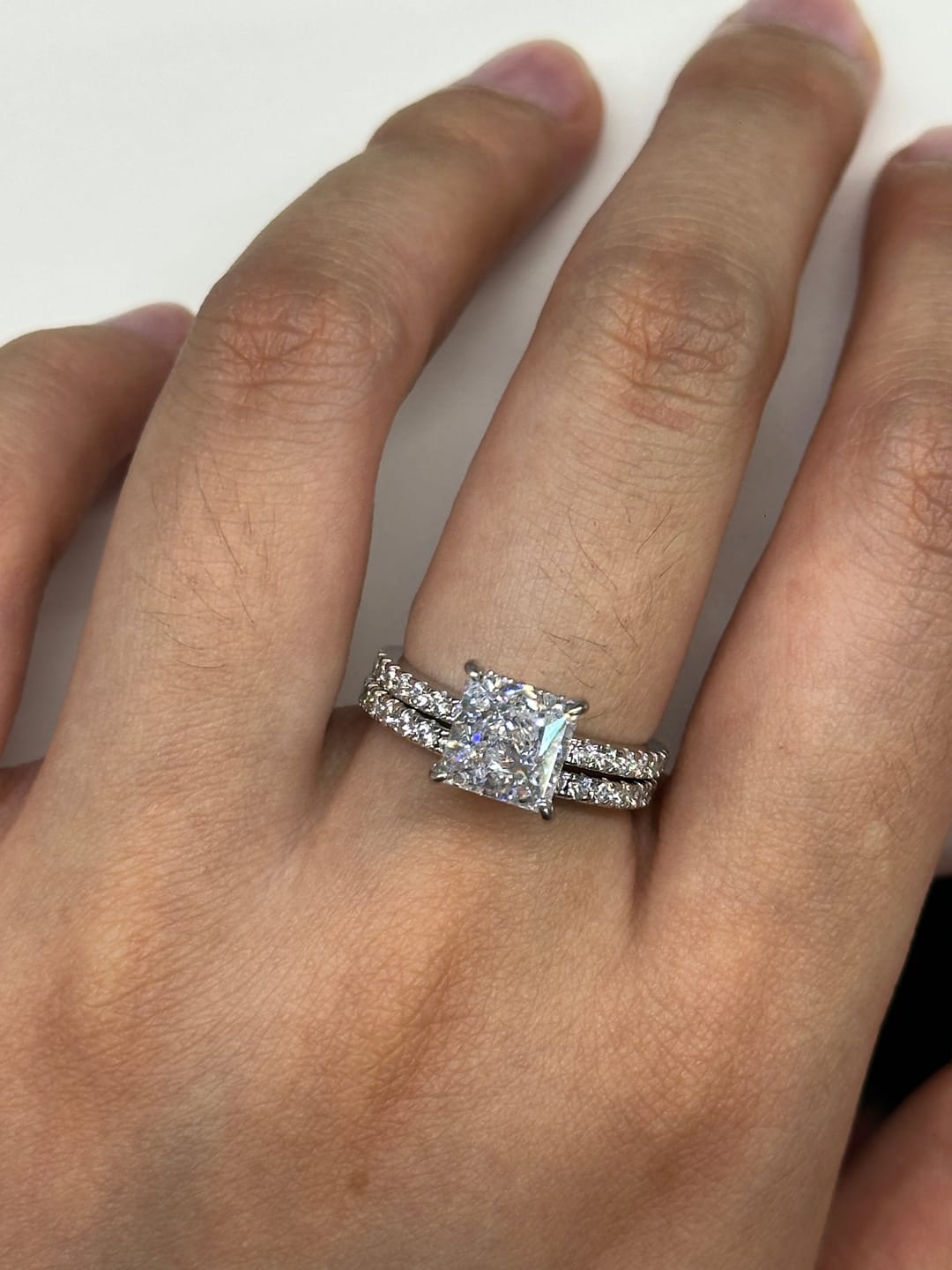 Customer photo review of S925 Square 2.0Ct Princess Cut Wedding Ring Set In Sterling Silver Stackable Ring Set For Women
