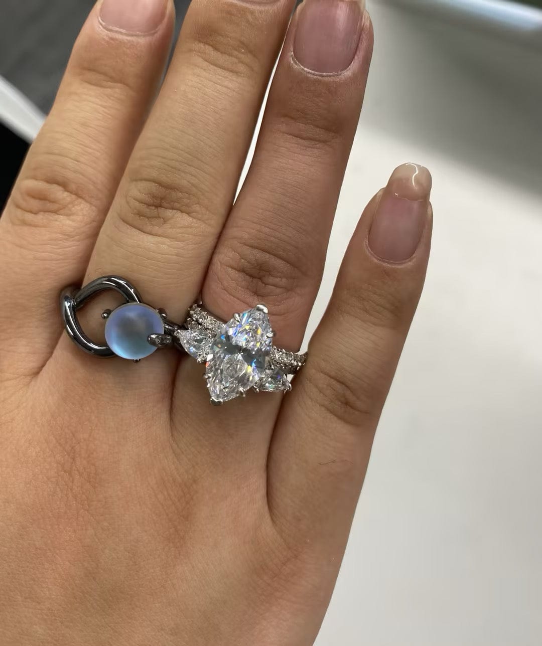 Customer photo review of S925 4.0Ct Marquise Cut Insert Wedding Ring Set For Women Stackable Ring Set In Sterling Silver