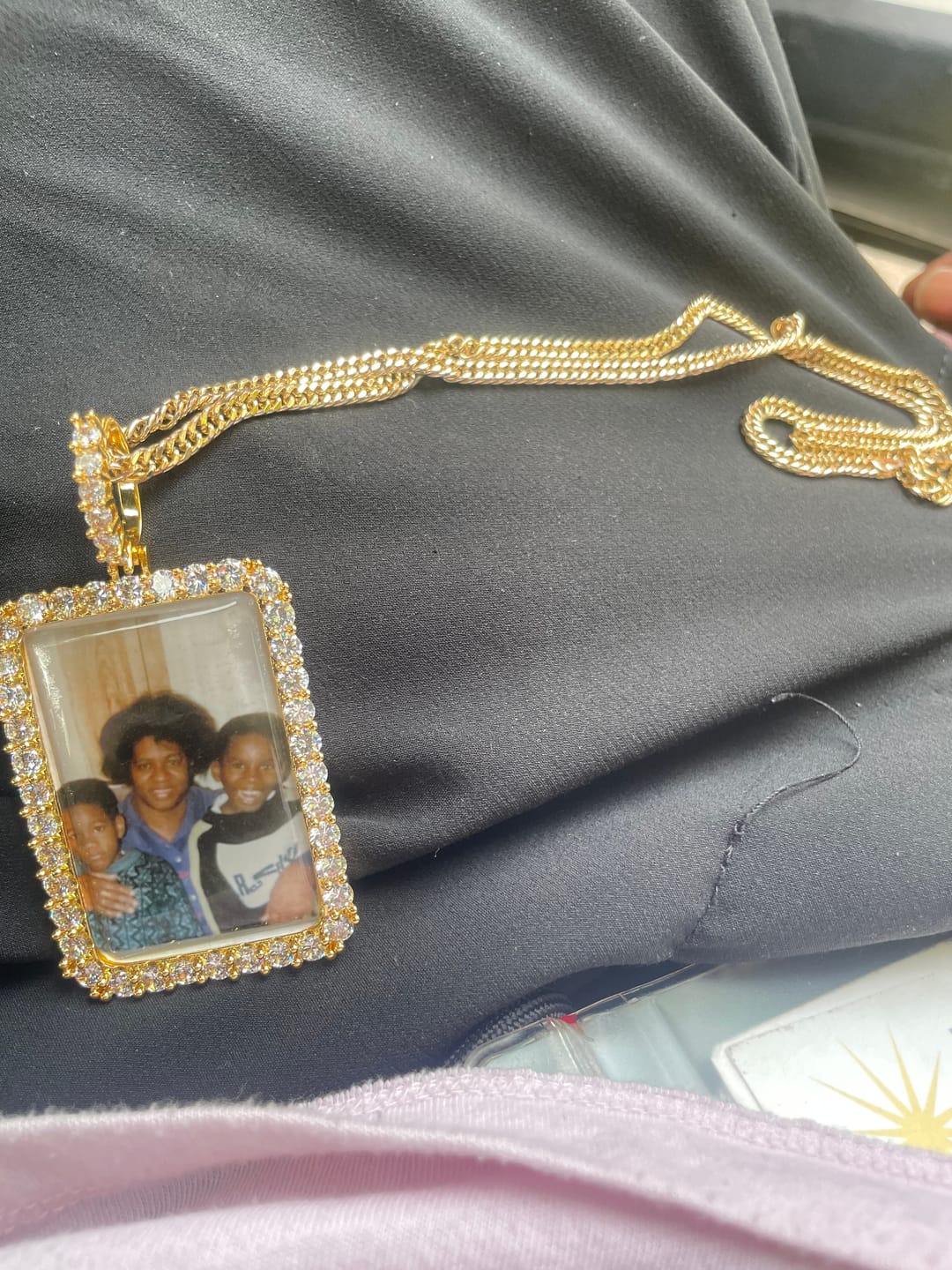 Customer photo review of 3D Custom Picture Rectangular Ice Pendant With Engraving