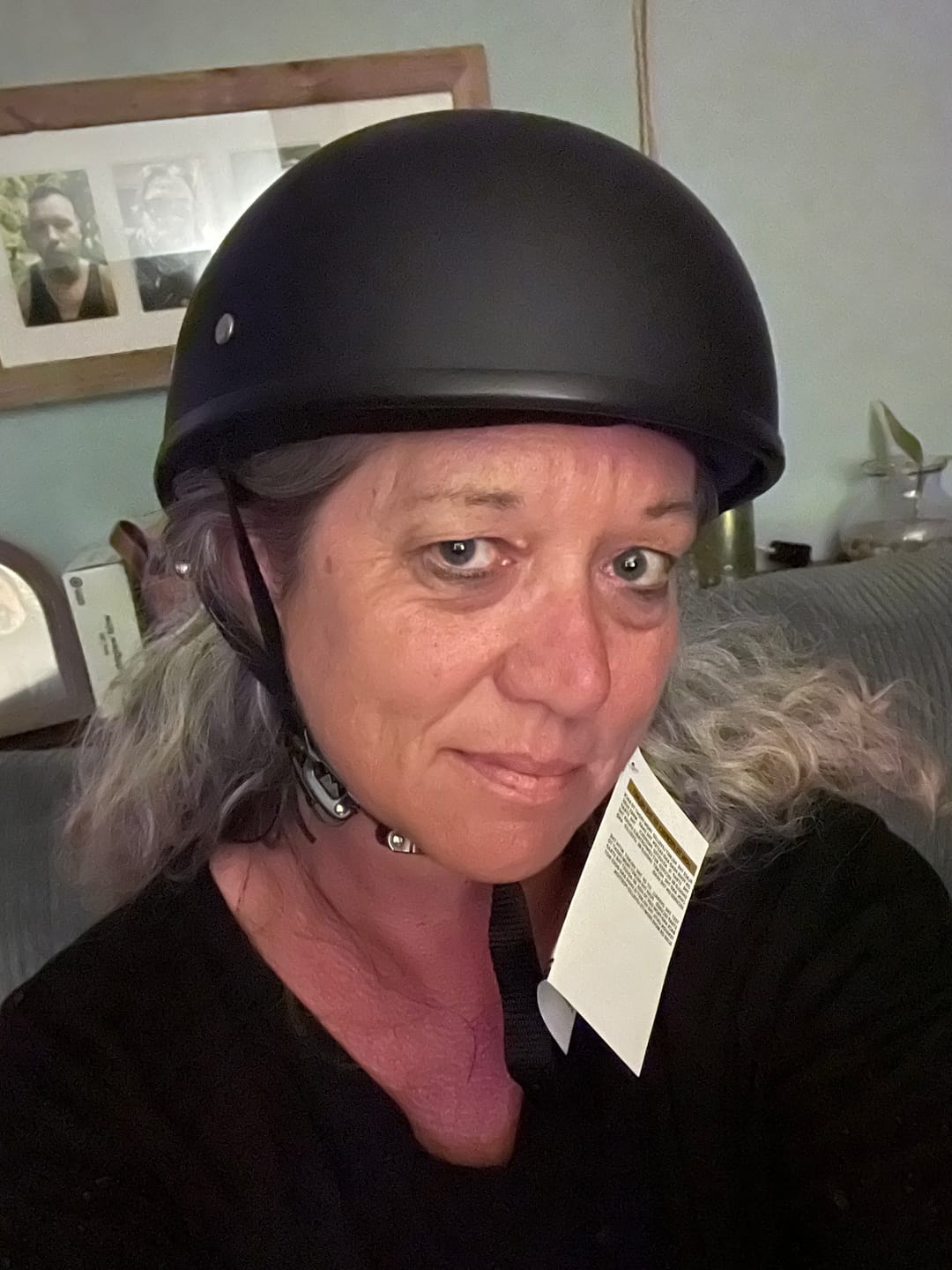 Customer photo review of Lightweight SOA Style DOT Beanie Helmet / Skull
