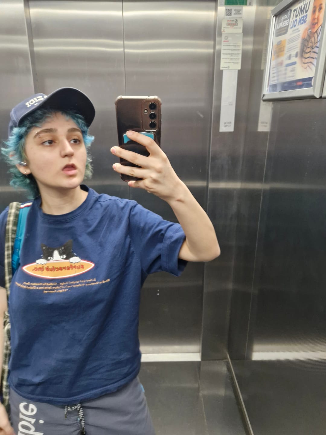 Customer photo review of Surfer Cat — Boxy Oversized Tee Navy