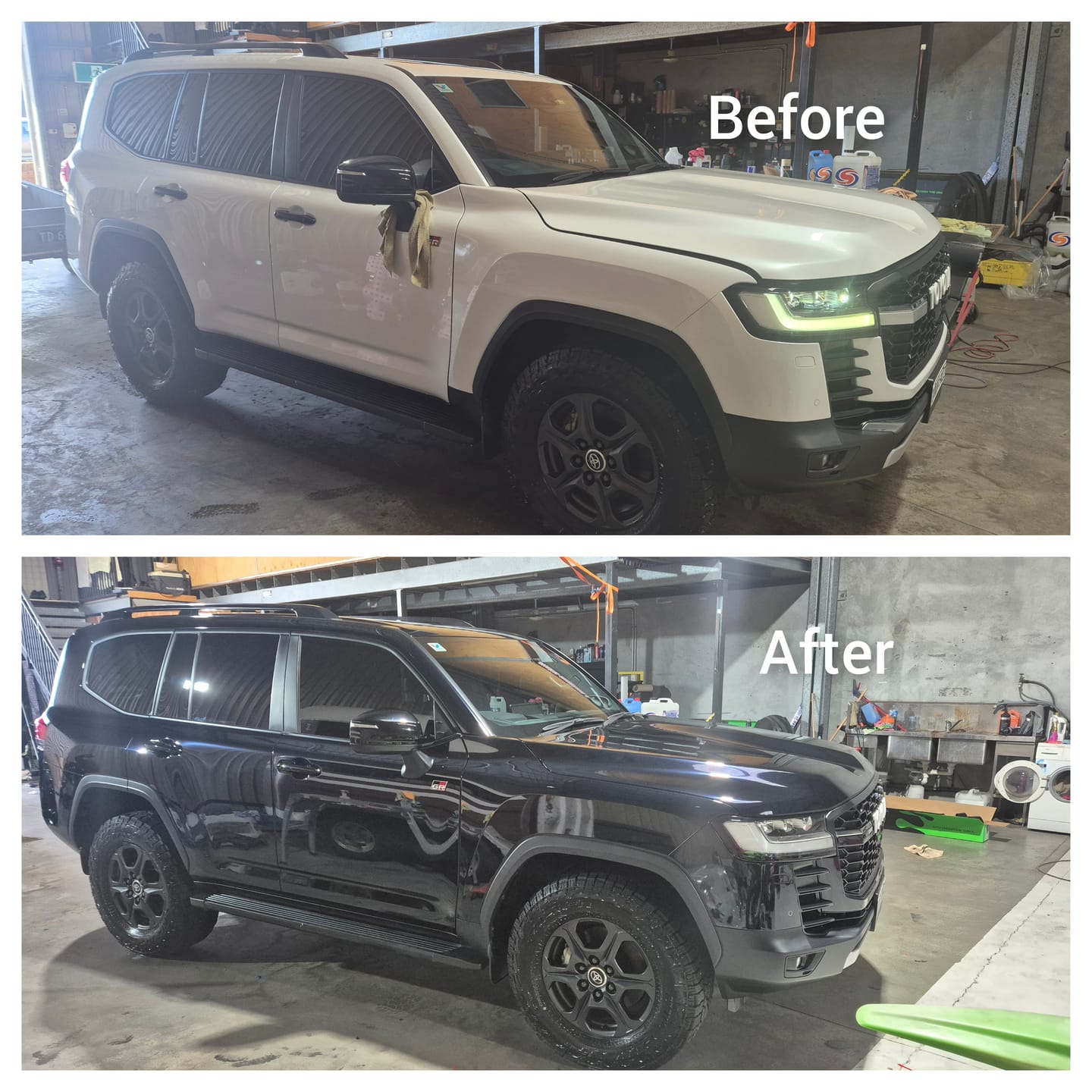 Customer photo review of Glossy Metallic Glitter Black Blue Vinyl Wrap
