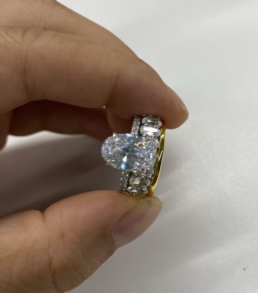Customer photo review of S925 3PC 4.0Ct Oval Cut Wedding Ring Set Travel Ring For Her With Two Classic Wedding Bands