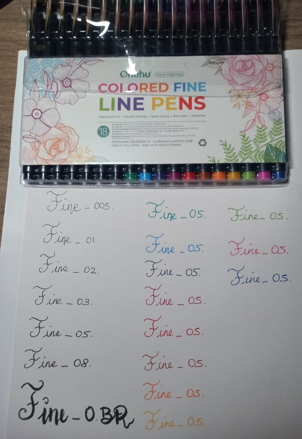 Customer photo review of Ohuhu Hana Highway Fineliner Drawing Pens,18 Pack