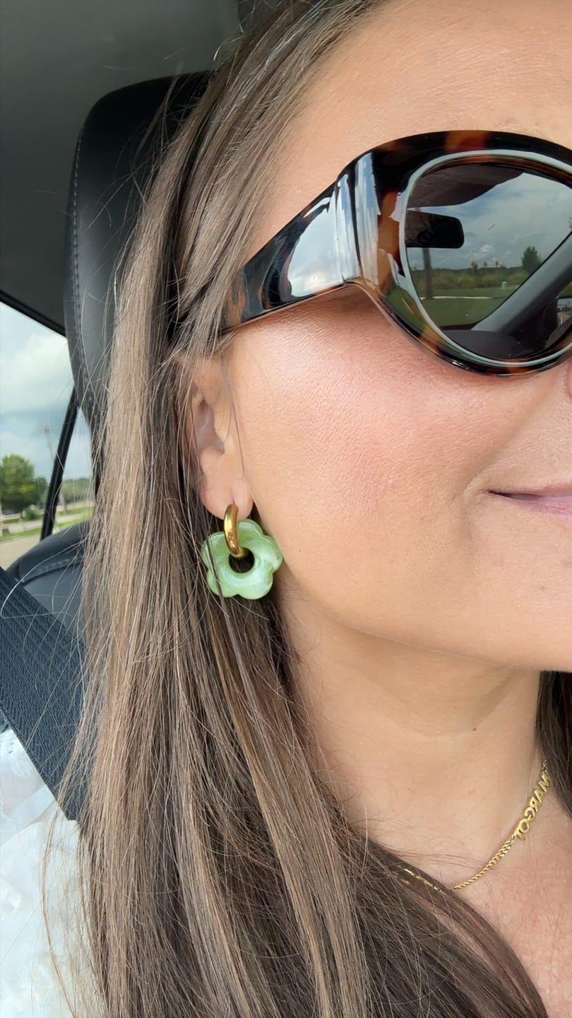 Customer photo review of Color Me Daisy Hoop Earrings || Choose Color
