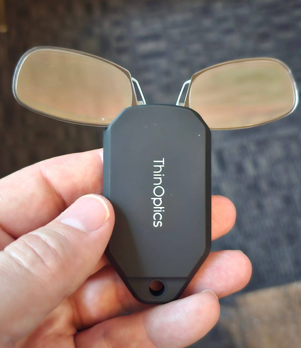 Customer photo review of 2-Pack Readers + Black Keychain Case