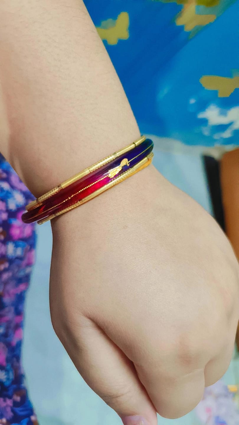 Customer photo review of "Mayur A Colorful Peacock Style!" - 916 22k Gold Bangles (Multicolour)