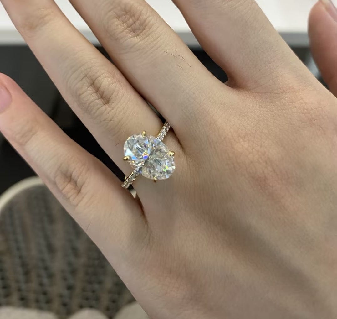 Customer photo review of S925 4.0Ct Oval Cut Classic Hidden Halo Pavé Engagement Ring Promise Ring