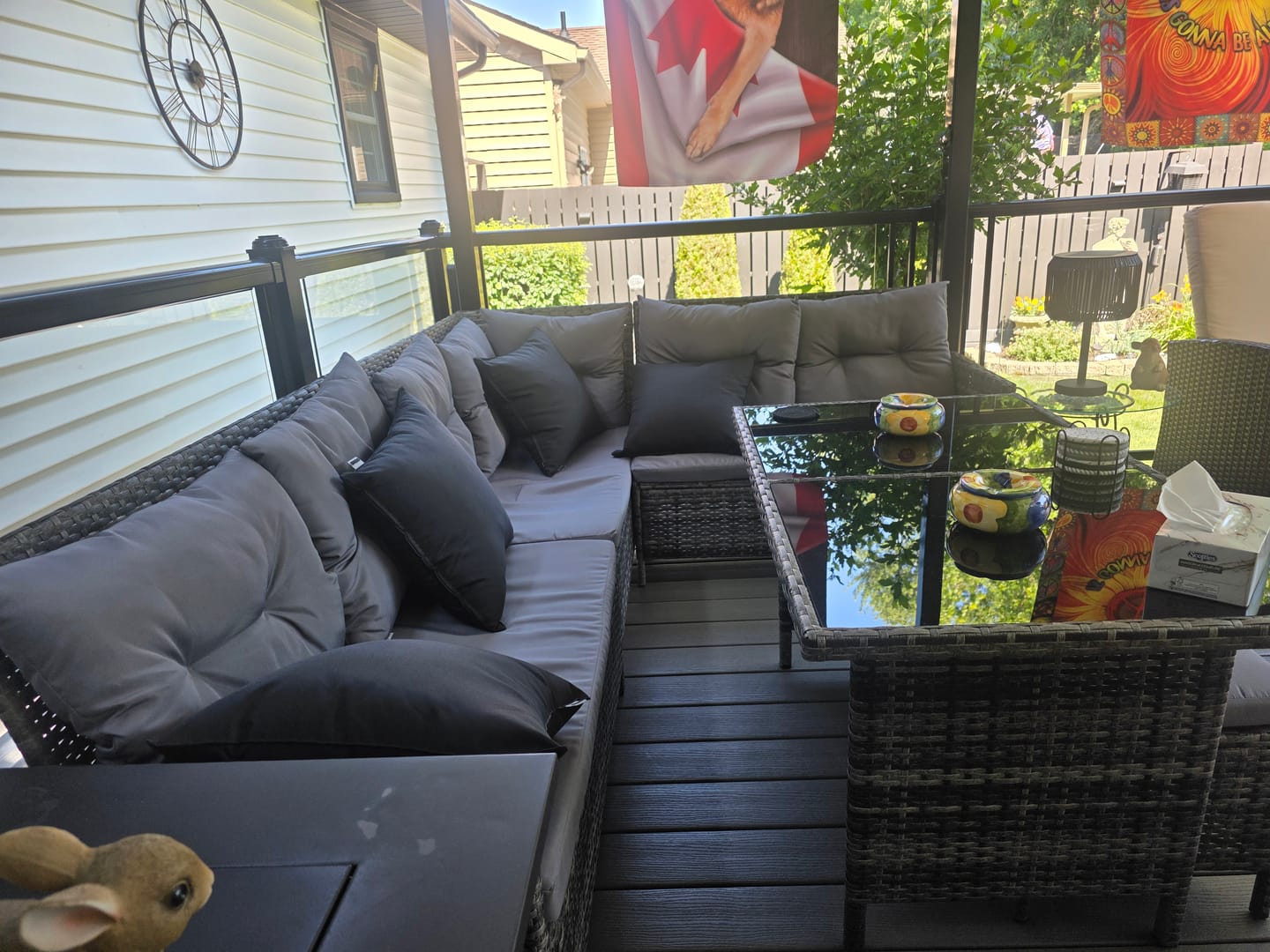Customer photo review of 6pc Rattan Sectional Sofa Set - Dark Grey Wicker