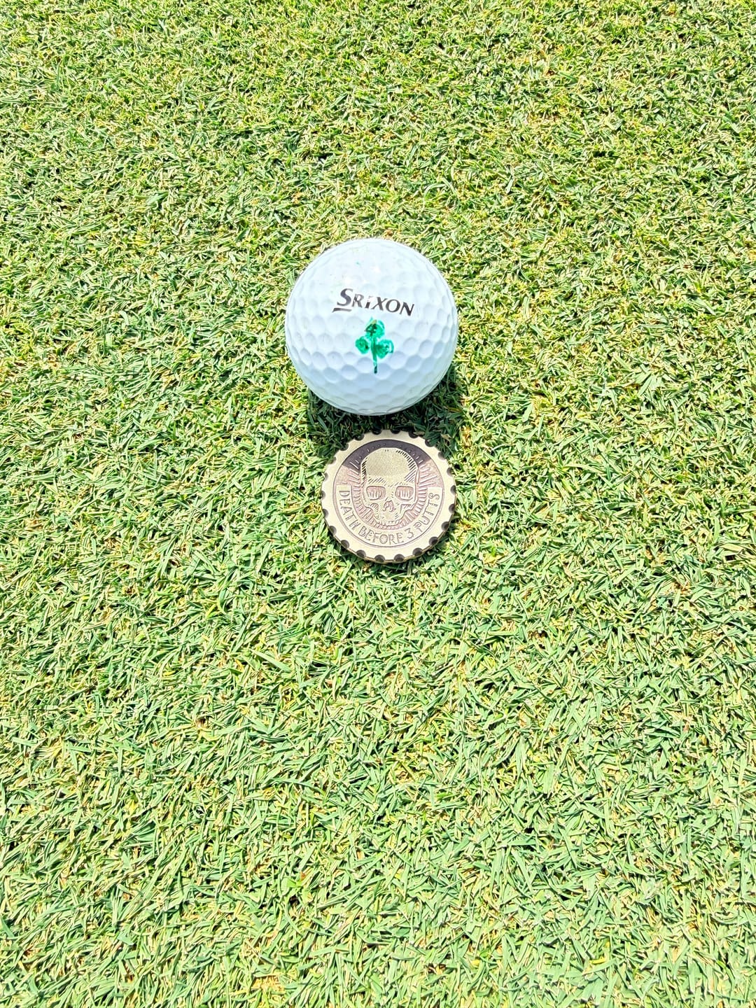 Customer photo review of Death Before 3 Putts - Brass EDC Marker