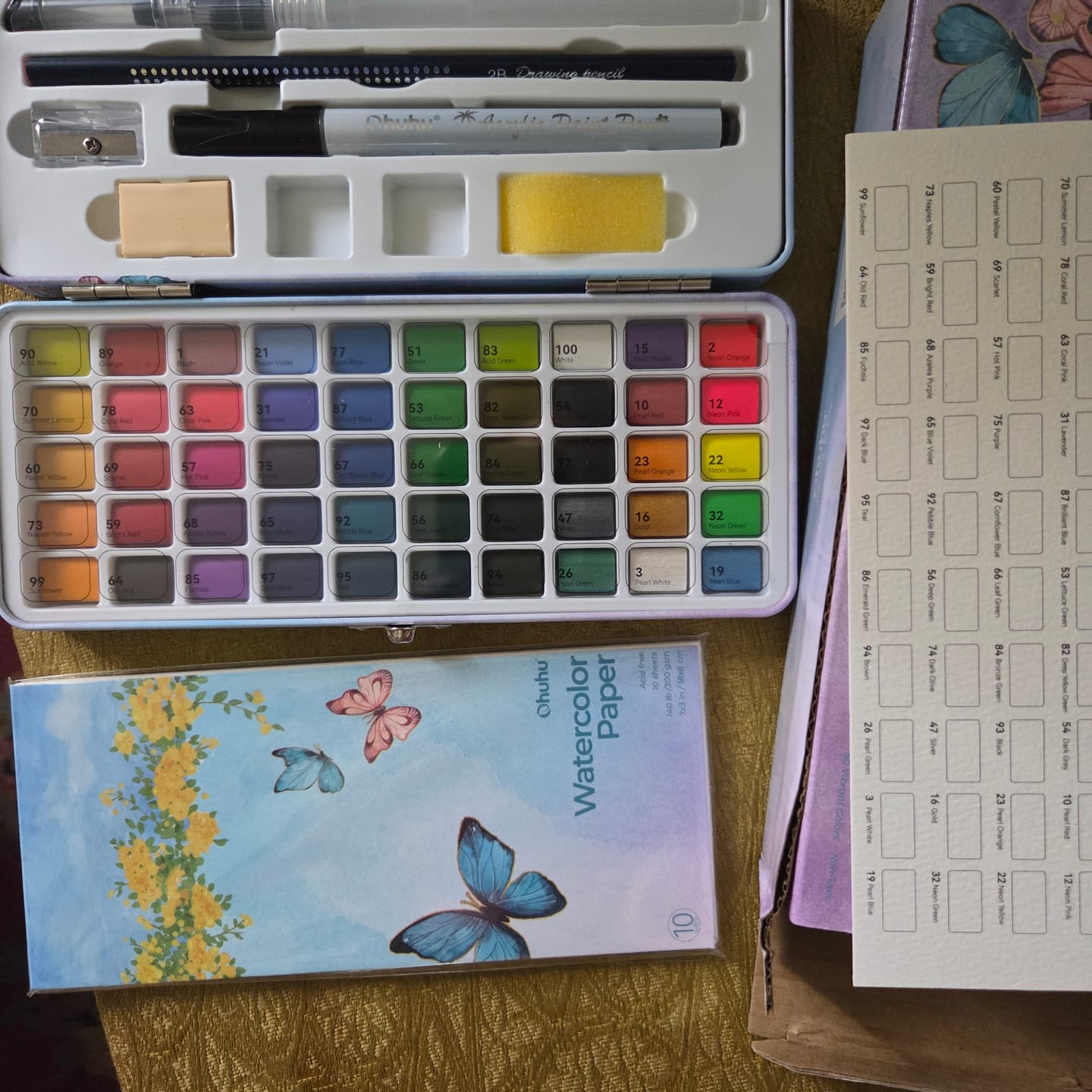 Customer photo review of Ohuhu 50 Colors Portable Watercolor Paint Set