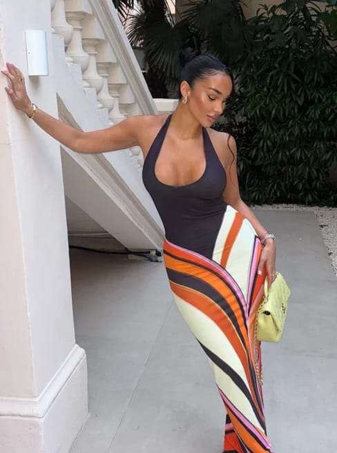 Customer photo review of Leanne Colorblock Maxi Dress