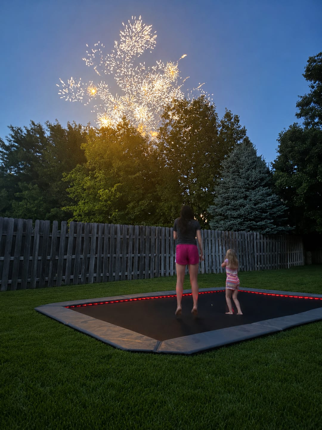 Customer photo review of Summer Bundle! 12x18' Rectangle Pro-Line MAX Avyna In-Ground Trampoline + LED Lights + Cover