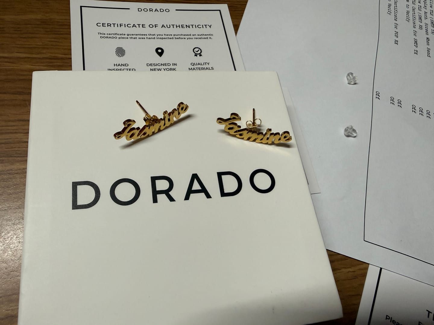 Customer photo review of Name Stud Earrings
