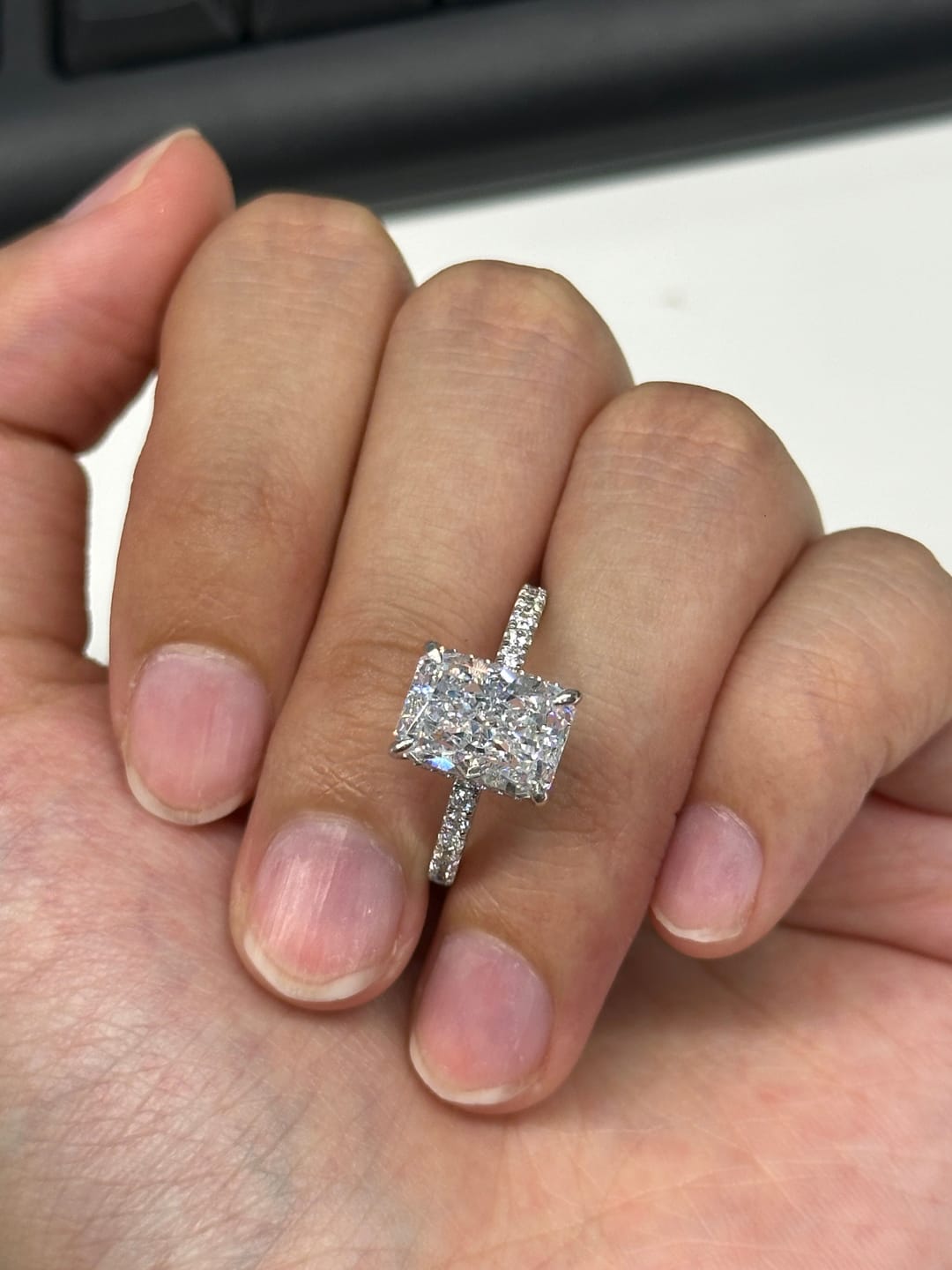 Customer photo review of S925 2.0Ct~7.0Ct Elegant Radiant Cut Engagement Ring In Sterling Silver Everyday Wearable Ring For Women