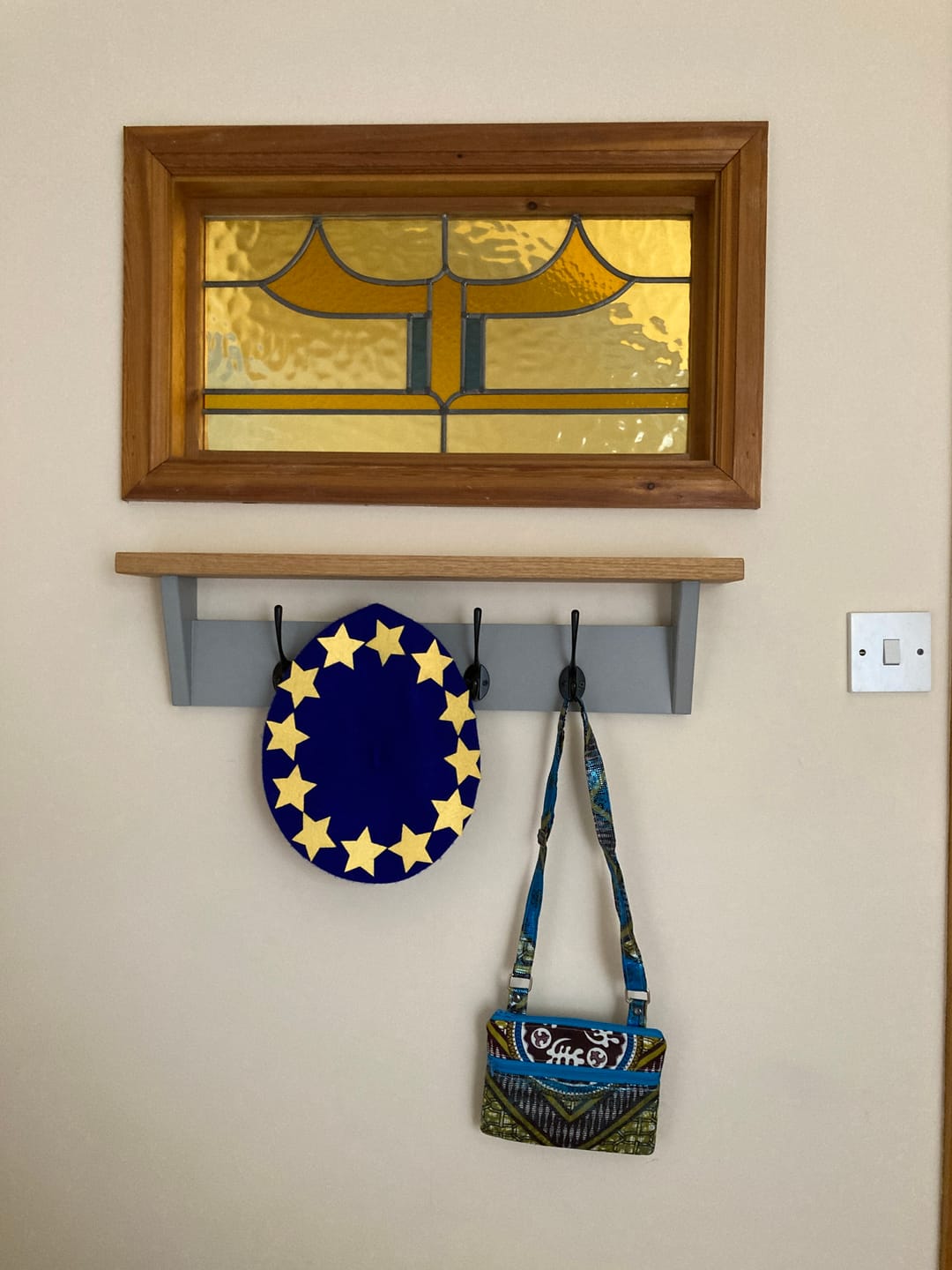 Customer photo review of Light Grey Coat Rack With Shelf