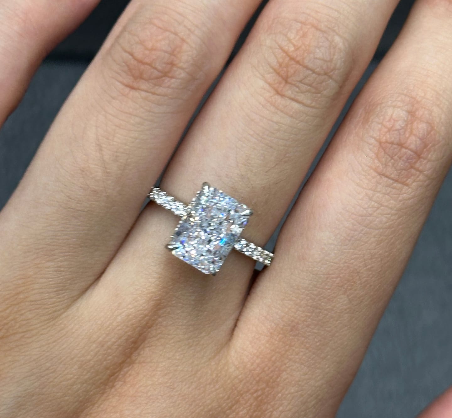 Customer photo review of S925 2.0Ct~7.0Ct Elegant Radiant Cut Engagement Ring In Sterling Silver Everyday Wearable Ring For Women