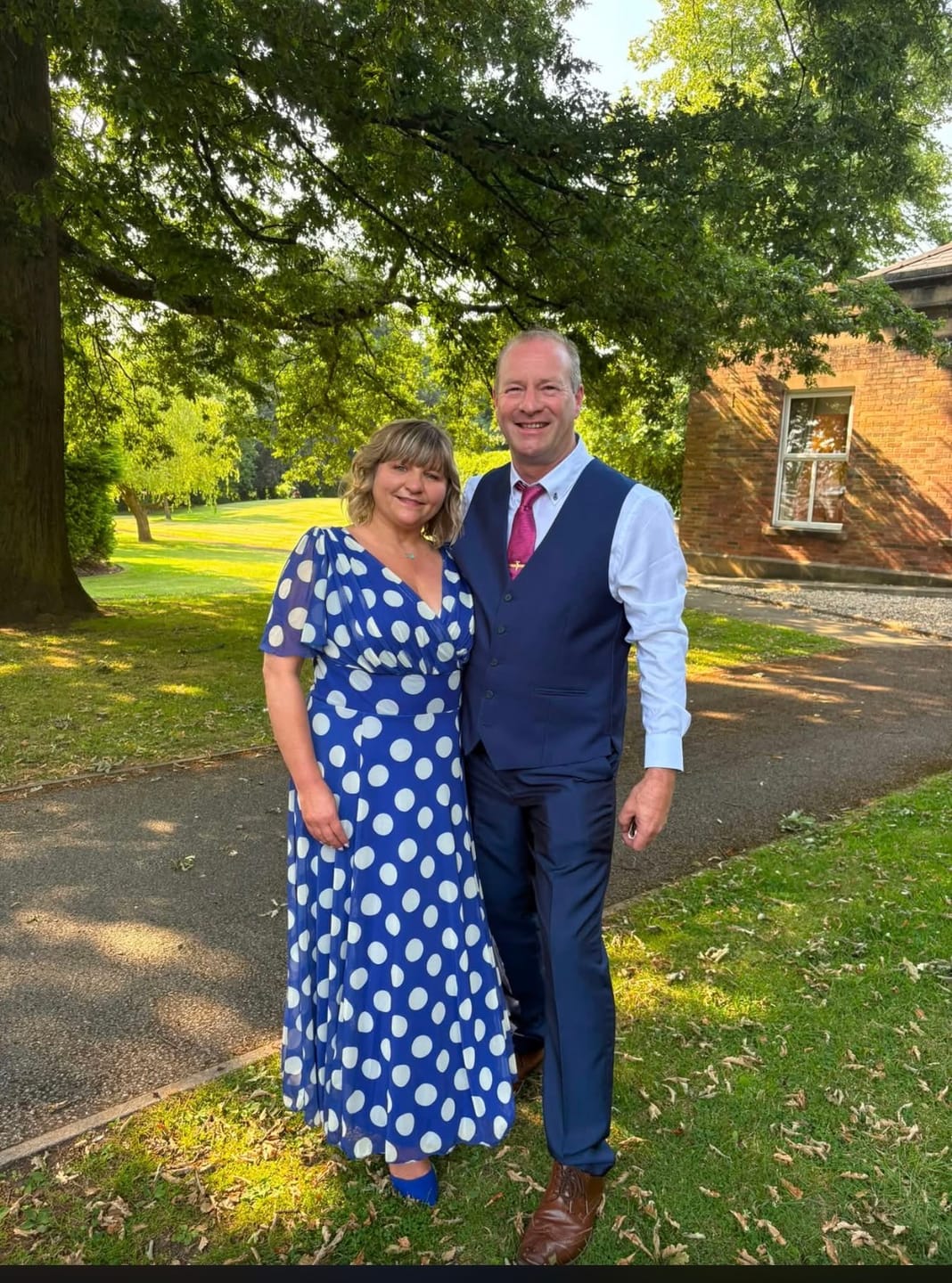 Customer photo review of Isabelle Royal Blue Cream Lollidot Print Float Sleeve Maxi Dress