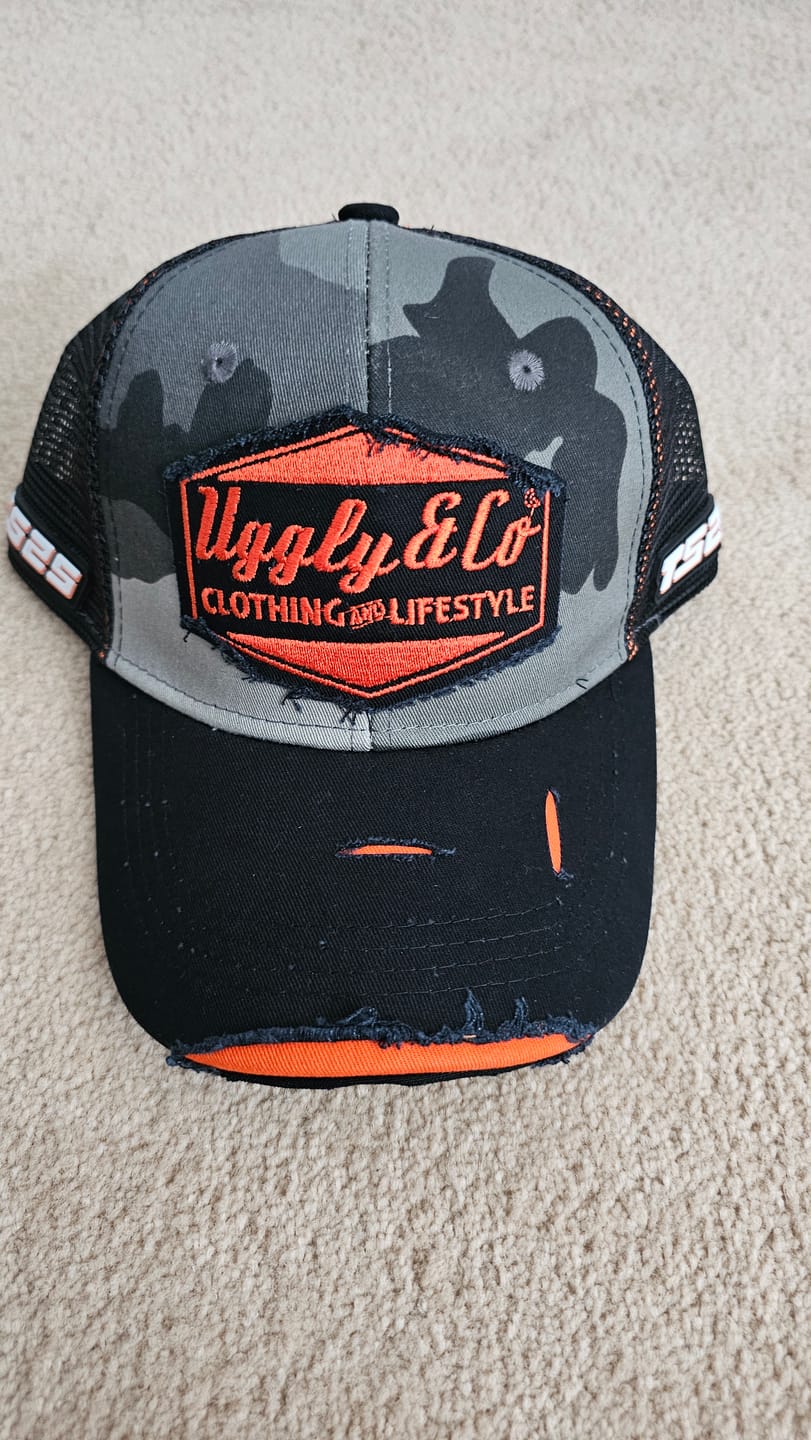 Customer photo review of Grey Camo Diamond Trucker Hat
