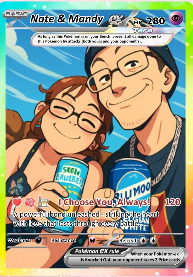 Customer photo review of Custom Pokémon Cards with Anime Picture, Personalized Poke Cards Animated Style Gifts for Him and Her - CPC-04.B