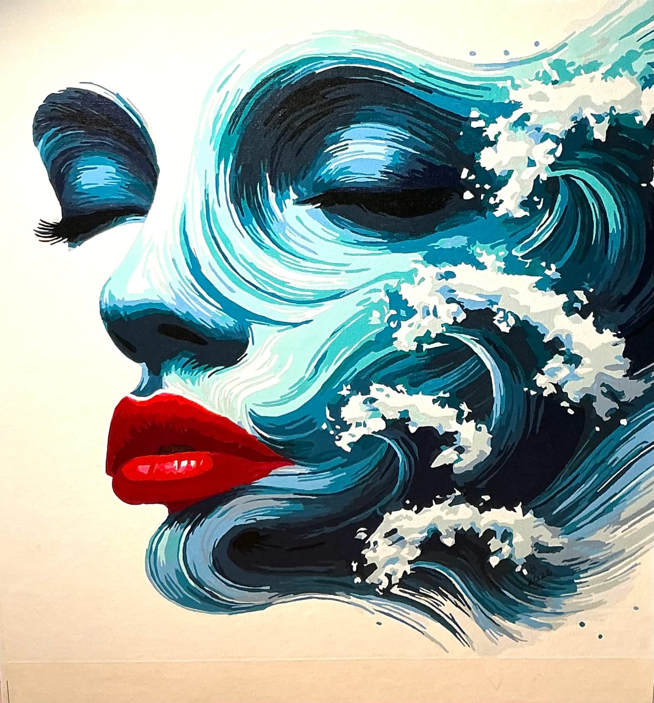 Customer photo review of Paint by Numbers - Wave Face Portrait