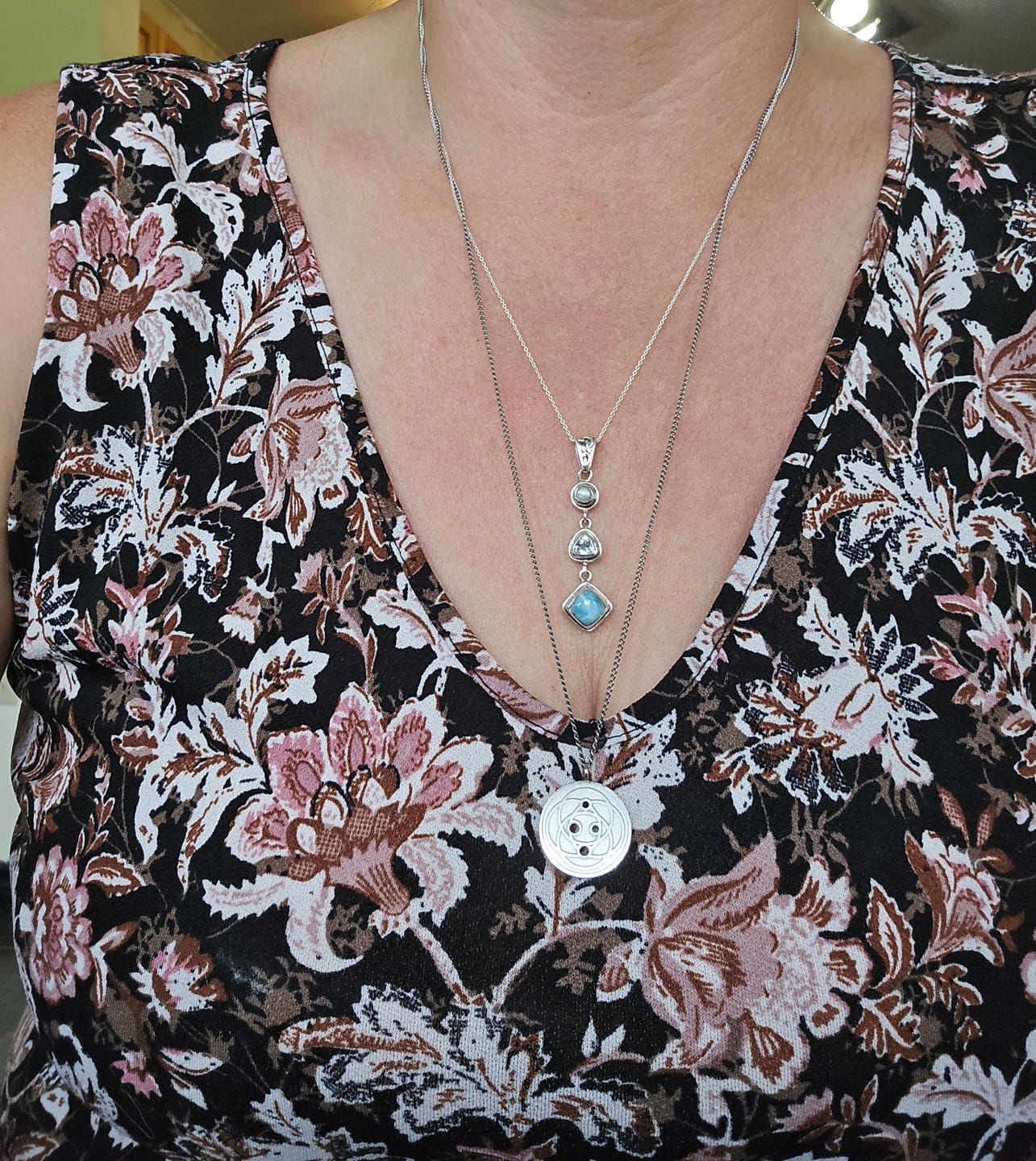 Customer photo review of Silver Larimar Necklace