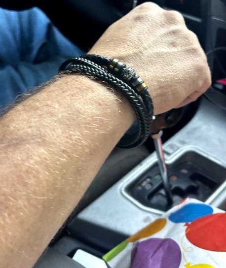 Customer photo review of To My Son | Love You Forever | Leather Braid Bracelet