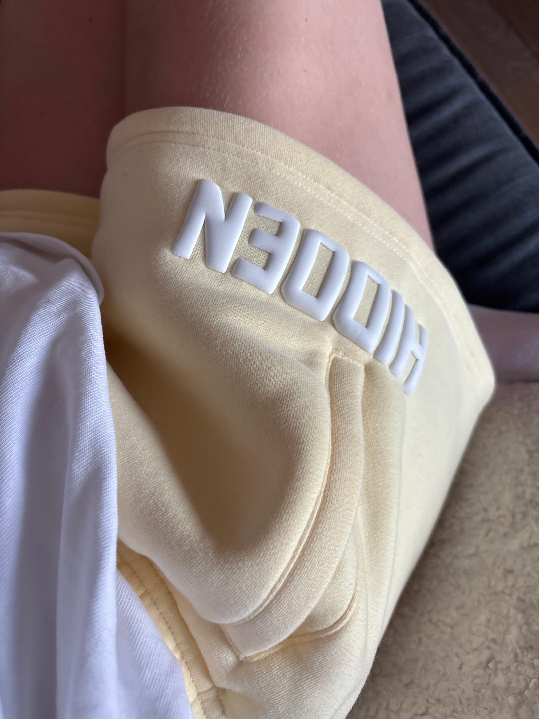 Customer photo review of GATED COMMUNITY SHORTS BUTTER YELLOW