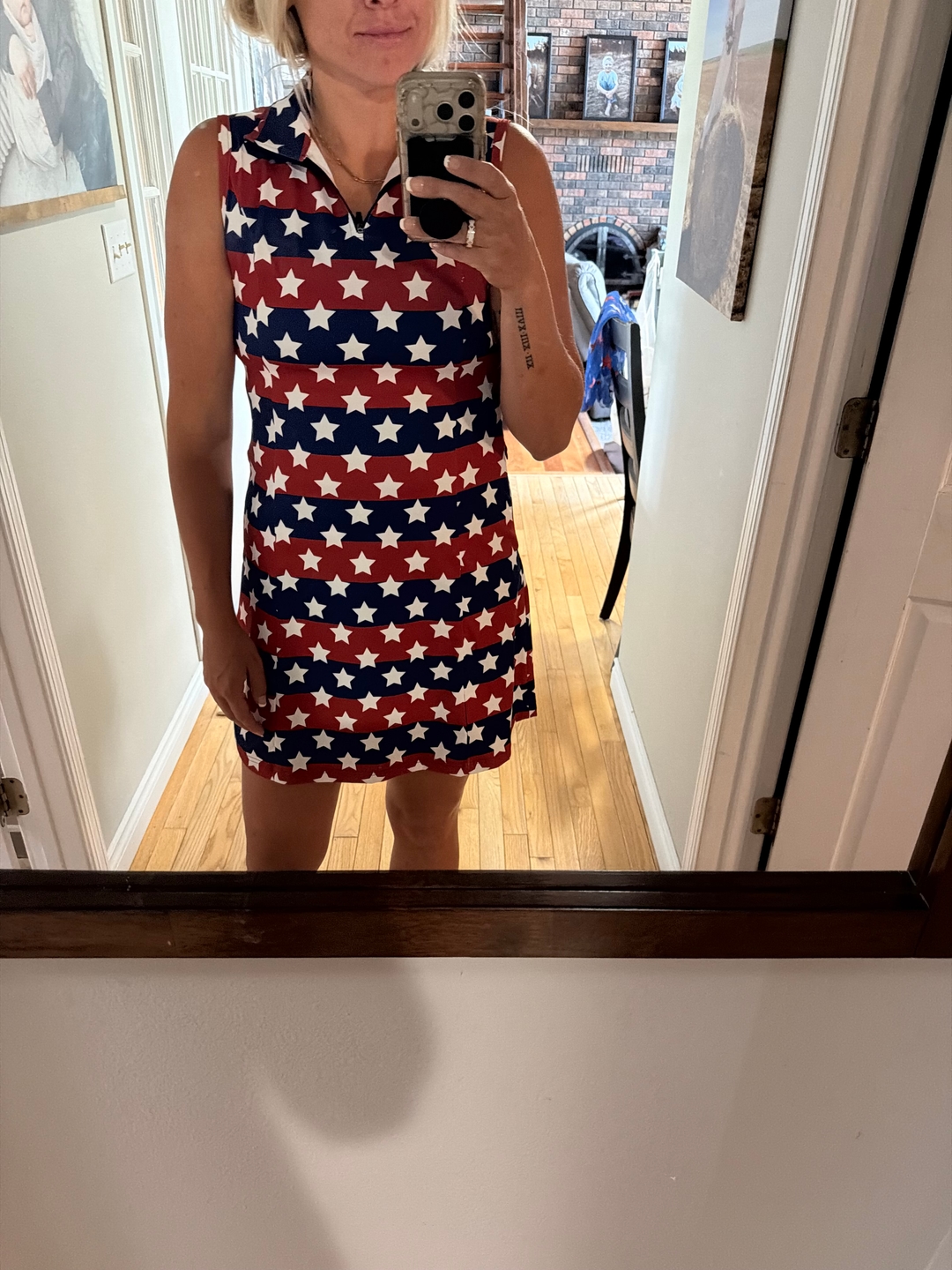 US Flag Stars Women's Golf Sleeveless Zipper Dresses Comes with separate matching shorts golf outfit inspiration from Golf Gentry