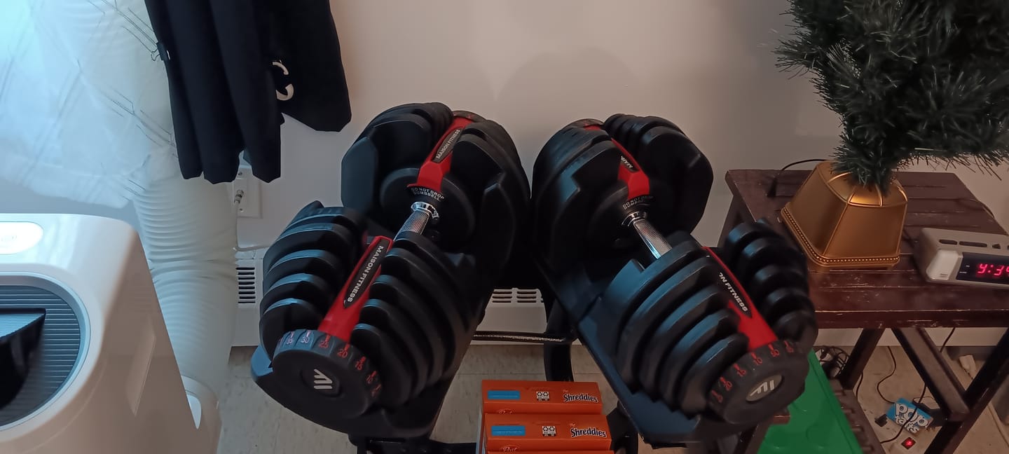 Customer photo review of 1090 Adjustable Dumbbells Set Of Two