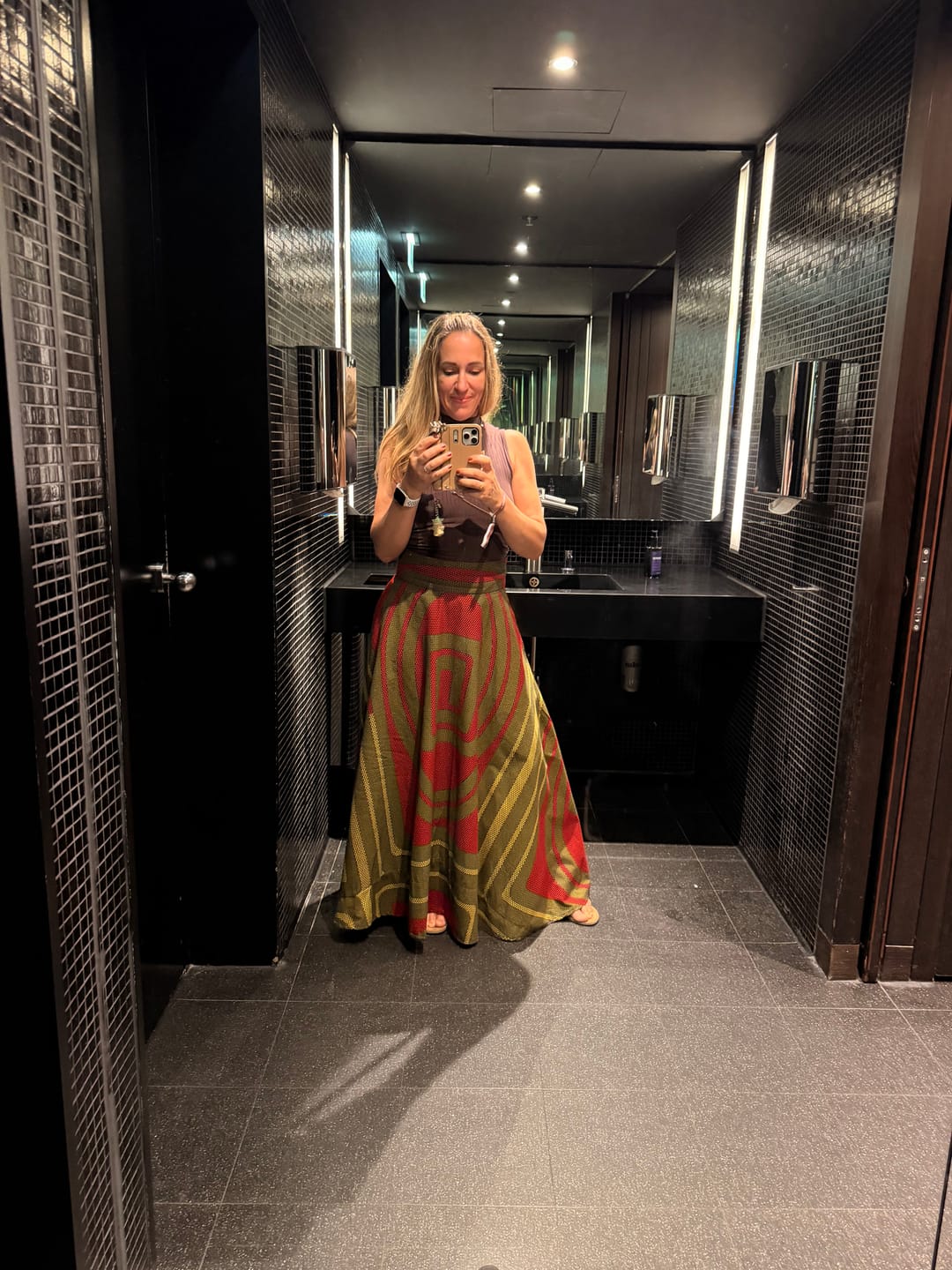 Customer photo review of ALERO Ankara Flared Maxi Skirt - Women