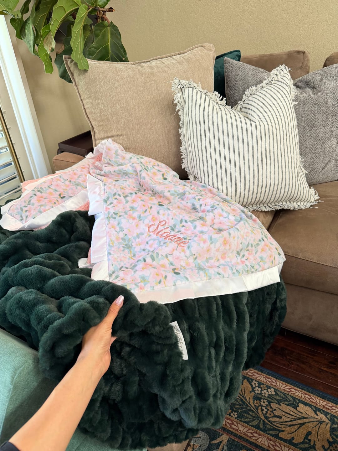 Customer photo review of Personalized Custom Minky blankets