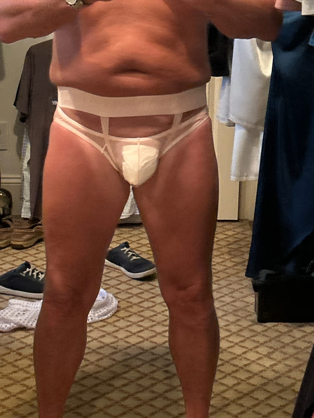Customer photo review of 2 Pack Men's Stretch Solid Color Sexy Crotch Single-Layer Briefs with Support Ring