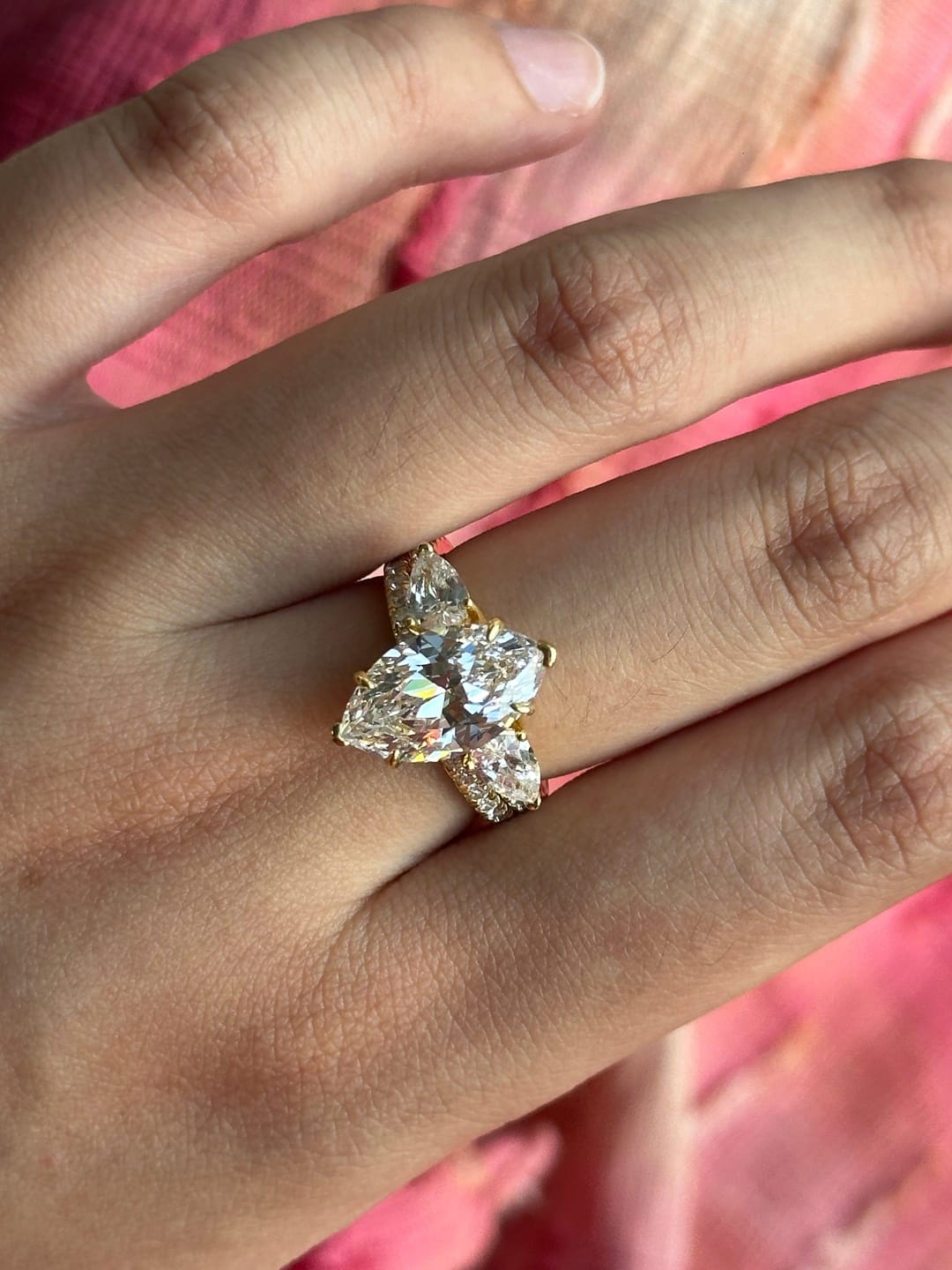Customer photo review of S925 4.0Ct Marquise Cut Insert Wedding Ring Set For Women Stackable Ring Set In Sterling Silver
