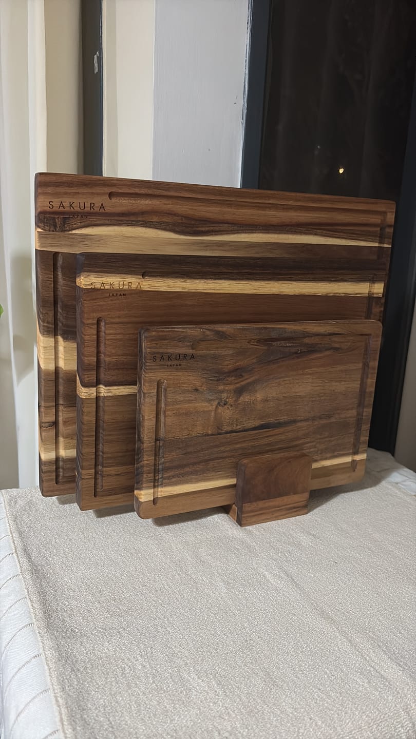 Customer photo review of Set X3 Tablas De Corte C/Base Sakura Sequence Edition Acacia
